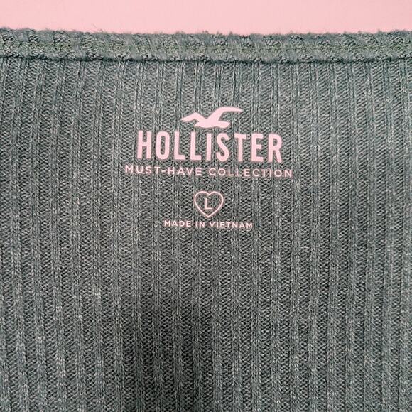 Hollister Milkmaid Sweater Top L Green Babydoll Bow Y2K Renaissance Whimsigoth - Picture 9 of 10